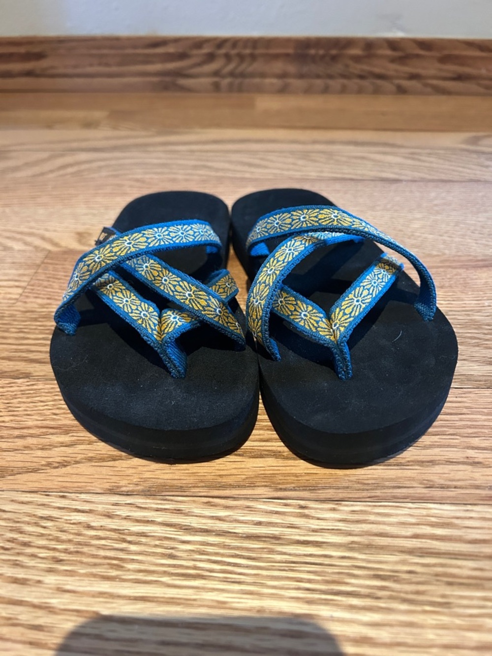 Teva Kids Blue & Yellow Floral Webbing Sandals